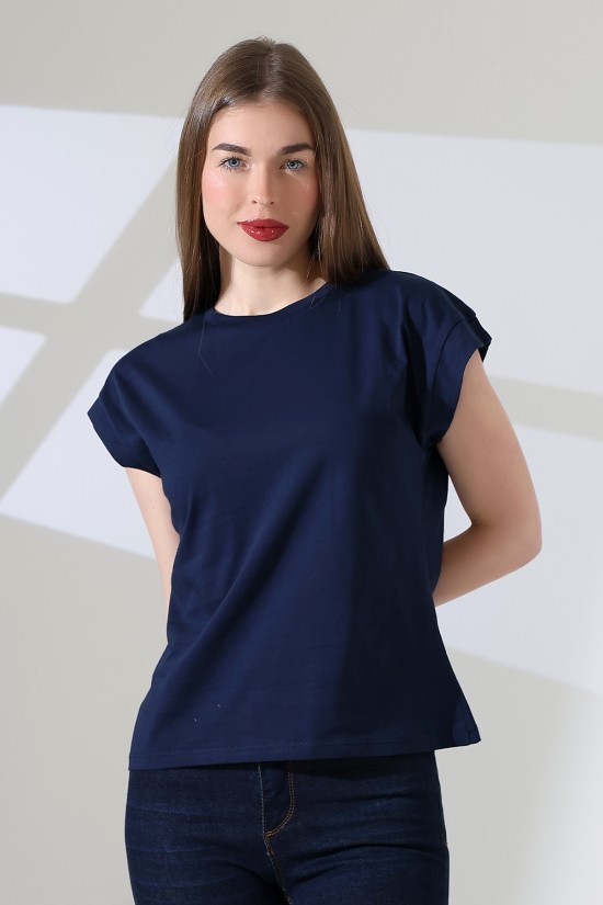 21979 KADIN BİSİKLET YAKA KOL EVİ PARÇALI TSHIRT