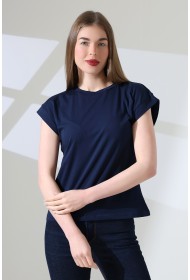 21979 KADIN BİSİKLET YAKA KOL EVİ PARÇALI TSHIRT