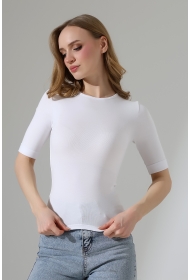 22094 KADIN FULL LYC RİB FAKİR KOLU KATL.BİSİKLET YAKA TSHIRT 