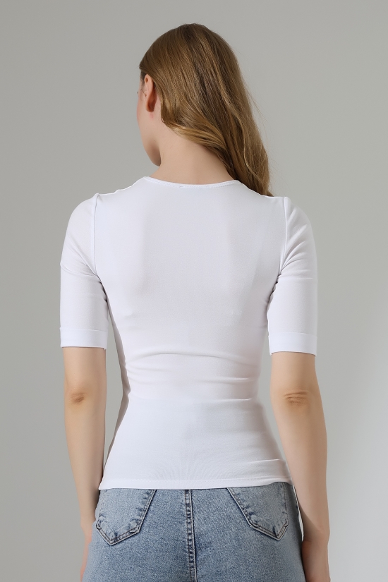 22094 KADIN FULL LYC RİB FAKİR KOLU KATL.BİSİKLET YAKA TSHIRT 