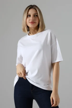 22120 KADIN 24/1 PENYE KOMPAKT GENİŞ SALAŞ KISA KOL TSHIRT