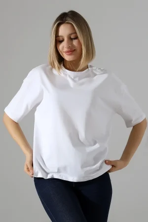 22120 KADIN 24/1 PENYE KOMPAKT GENİŞ SALAŞ KISA KOL TSHIRT