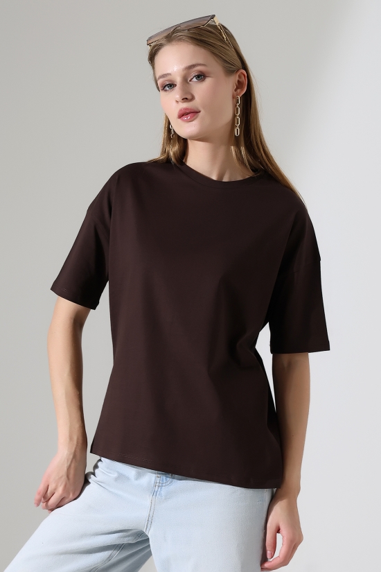 22120 KADIN 24/1 PENYE KOMPAKT GENİŞ SALAŞ KISA KOL TSHIRT