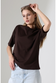 22120 KADIN 24/1 PENYE KOMPAKT GENİŞ SALAŞ KISA KOL TSHIRT