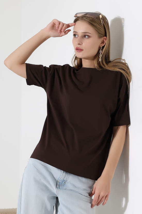 22120 KADIN 24/1 PENYE KOMPAKT GENİŞ SALAŞ KISA KOL TSHIRT