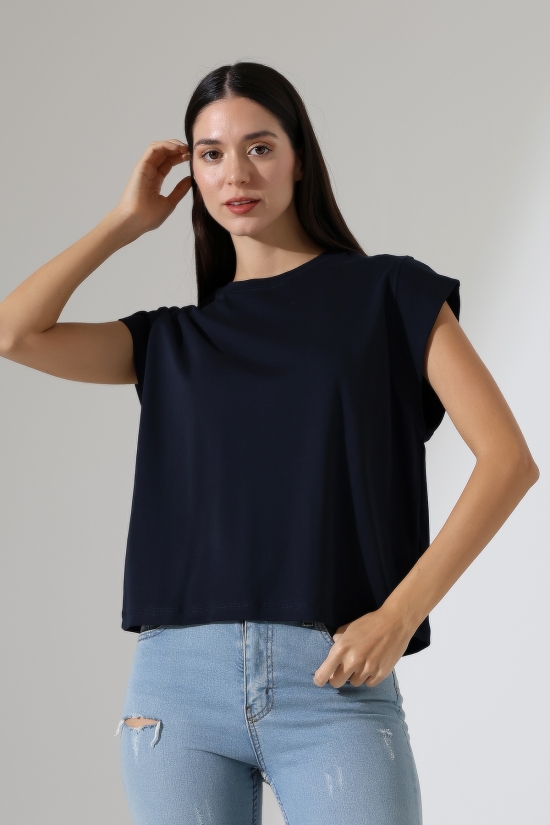 22031  KADIN PENYE COMP  RİB  KOLEVİ VE YAKASI KAŞGORSE GARNİLİ  BİSİKLET YAKA TSHIRT