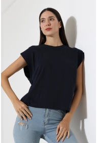 22031  KADIN PENYE COMP  RİB  KOLEVİ VE YAKASI KAŞGORSE GARNİLİ  BİSİKLET YAKA TSHIRT