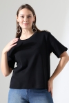 22177 KADIN İNTERLOK PENYE COMP PAMUKLU KISA KOL BİSİKLET YAKA TSHIRT