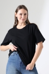 22177 KADIN İNTERLOK PENYE COMP PAMUKLU KISA KOL BİSİKLET YAKA TSHIRT