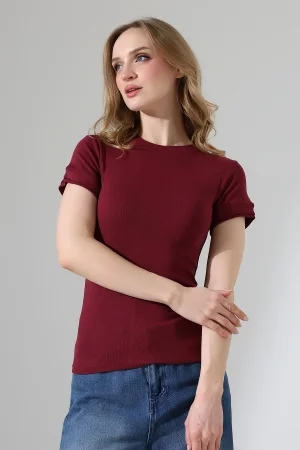 22178 KADIN KISA KOL ÇİFT BİSİKLET YAKA FULLLYC VORTEKSVSKRİBANA TSHIRT