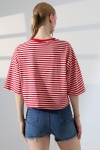 22333 KADIN FULL LYC RİNGELLİ ÇİZGİLİ KUMAŞ PAMUKLU KISA KOL BİSİKLET YAKA TSHIRT