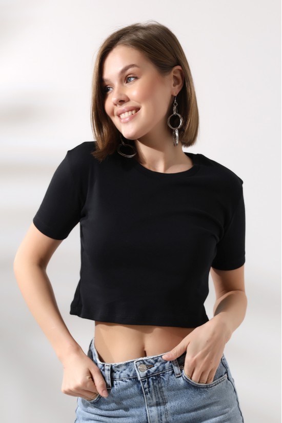 21560 KADIN PENYE COMP LİKRASIZ RİB PAMUKLU BİSİKLET YAKA CROP TSHIRT 21560 KADIN PENYE COMP LİKRASIZ RİB PAMUKLU BİSİKLET YAKA CROP TSHIRT