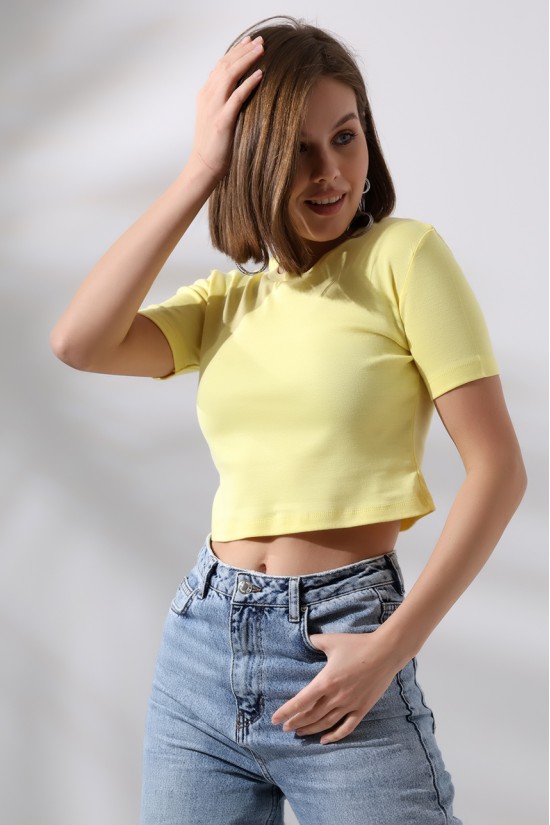 21560 KADIN PENYE COMP LİKRASIZ RİB PAMUKLU BİSİKLET YAKA CROP TSHIRT 21560 KADIN PENYE COMP LİKRASIZ RİB PAMUKLU BİSİKLET YAKA CROP TSHIRT