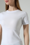 22264 KADIN BİSİKLET YAKA KISA KOLU KALIN BİYELİ FULL LYC KOMPAKT PENYE KISA KOL TSHIRT 
