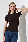 22264 KADIN BİSİKLET YAKA KISA KOLU KALIN BİYELİ FULL LYC KOMPAKT PENYE KISA KOL TSHIRT 
