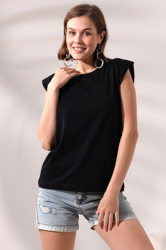 19619 BAYAN ARK PARÇ.OMUZLARI VATKALI KISA KOLU BEDENLE PAMUKLU SALAŞ TSHIRT 19619 BAYAN ARK PARÇ.OMUZLARI VATKALI KISA KOLU BEDENLE PAMUKLU SALAŞ TSHIRT