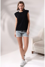 19619 KADIN ARK PARÇ.OMUZLARI VATKALI KISA KOLU BEDENLE PAMUKLU SALAŞ TSHIRT 19619 KADIN ARK PARÇ.OMUZLARI VATKALI KISA KOLU BEDENLE PAMUKLU SALAŞ TSHIRT