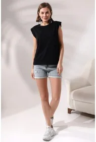 19619 KADIN ARK PARÇ.OMUZLARI VATKALI KISA KOLU BEDENLE PAMUKLU SALAŞ TSHIRT 19619 KADIN ARK PARÇ.OMUZLARI VATKALI KISA KOLU BEDENLE PAMUKLU SALAŞ TSHIRT