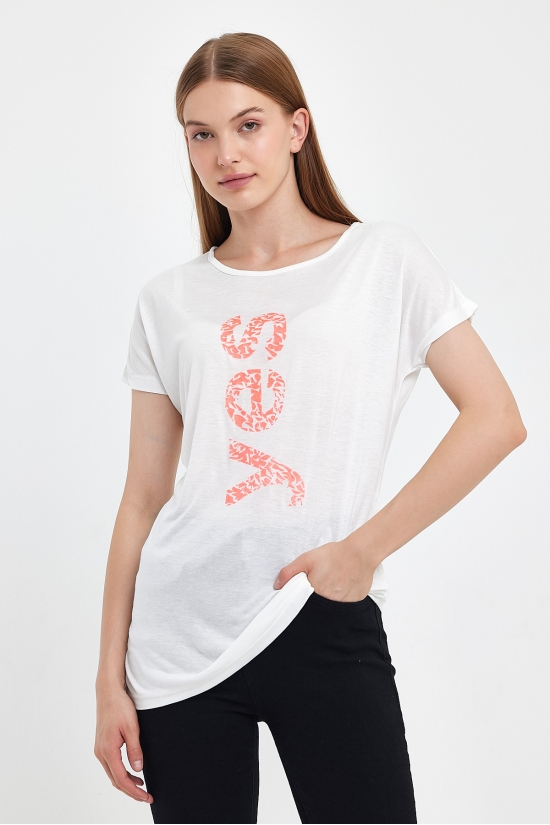 20345 YES KIRIK  BASK.BAYAN KISA KOLU BEDENDE SALAŞ VSK TSHIRT 