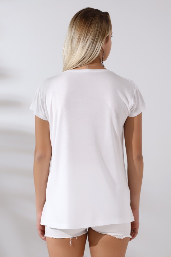 21256 KADIN KISA KOL SALAŞ BİSİKLET YAKA VSK TSHIRT 21256 KADIN KISA KOL SALAŞ BİSİKLET YAKA VSK TSHIRT