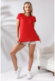 21256 KADIN KISA KOL SALAŞ BİSİKLET YAKA VSK TSHIRT