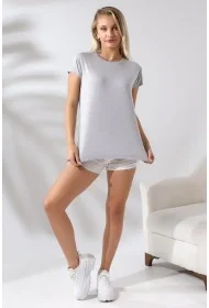 21256 KADIN KISA KOL SALAŞ BİSİKLET YAKA VSK TSHIRT