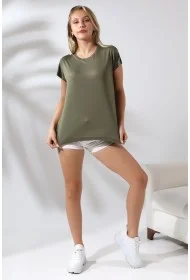 21256 KADIN KISA KOL SALAŞ BİSİKLET YAKA VSK TSHIRT