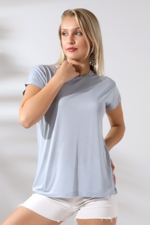 21256 KADIN KISA KOL SALAŞ BİSİKLET YAKA VSK TSHIRT