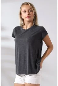 21256 KADIN KISA KOL SALAŞ BİSİKLET YAKA VSK TSHIRT