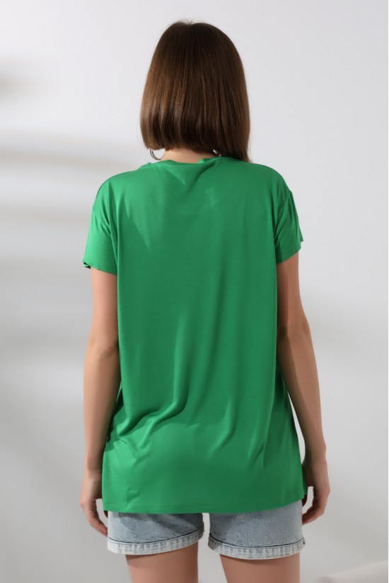 21256 KADIN KISA KOL SALAŞ BİSİKLET YAKA VSK TSHIRT