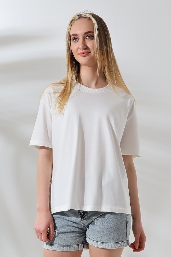 21667 KADIN KALIN FAYN PENYE COMPACK YAKA KAŞGORSELİ KISA KOL GENİŞ SALAŞ TSHIRT 21667 KADIN KALIN FAYN PENYE COMPACK YAKA KAŞGORSELİ KISA KOL GENİŞ SALAŞ TSHIRT