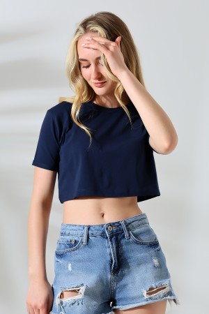 21754  KADIN KISA KOL KATLAMALI FULL LYC COMP.PENYE GENİŞ KISA TSHIRT