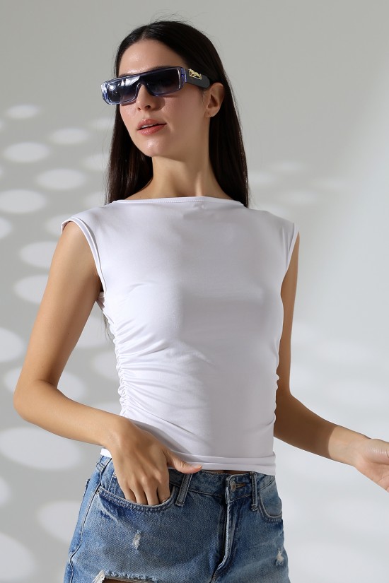 21895 KADIN KAYIK YAKA MİKRO JAPONE KOL YANLARI BÜZGÜLÜ TSHIRT 21895 KADIN KAYIK YAKA MİKRO JAPONE KOL YANLARI BÜZGÜLÜ TSHIRT