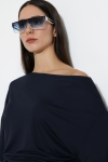 22273 KADIN KAYIK YAKA VORTFULL LYCVSK KISA KOL YARASA KESİM KISAKOL YANLARI BÜZGÜLÜ TSHIRT 