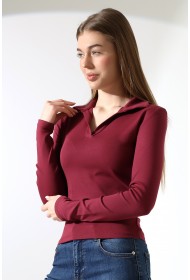 21938 KADIN FULLLYC RİBANA UZUN KOL KOL GÖMLEK YAKA PATLI UZUN KOL TSHIRT