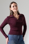 21938 KADIN FULLLYC RİBANA UZUN KOL KOL GÖMLEK YAKA PATLI UZUN KOL TSHIRT