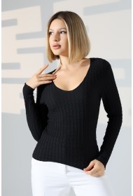 22111 KADIN JAKARLI VİYANA UZUN KOL V YAKA TSHIRT 22111 KADIN JAKARLI VİYANA UZUN KOL V YAKA TSHIRT