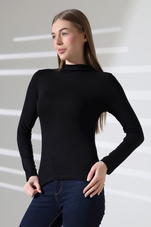 21950 KADIN KENDİLİĞİNDEN DİK YAKA  FULL LYC VİSK RİBANA UZUN KOL TSHIRT  21950 KADIN KENDİLİĞİNDEN DİK YAKA  FULL LYC VİSK RİBANA UZUN KOL TSHIRT