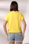 19588 BAYAN DİK YAKA KISA KOLU BEDENDE PAMUKLU KISA TSHIRT