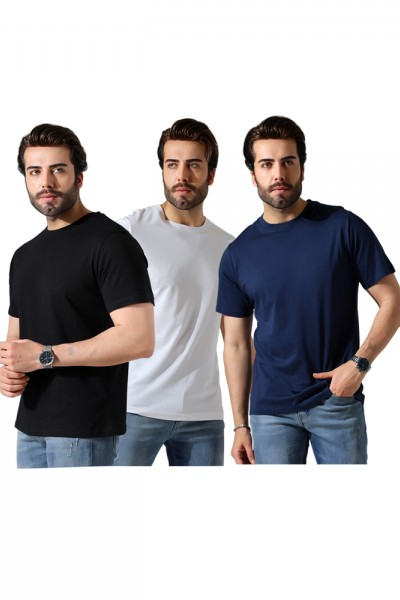0-31751 - 3'LÜ PAKET  ERKEK BASİC COMFORT FİT  KISA KOL BİSİKLET YAKA PAMUKLU TSHIRT 