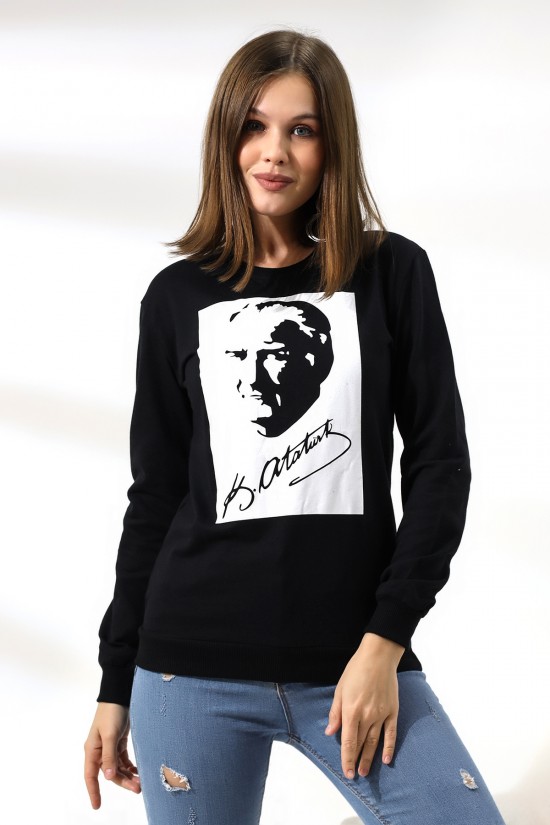 19159 K. ATATÜRK BASK.2CM TEMİZLEME BİYELİ 2İP KADIN SWET 19159 K. ATATÜRK BASK.2CM TEMİZLEME BİYELİ 2İP KADIN SWET