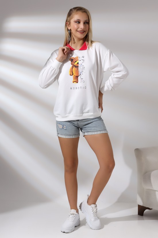 21183 ROBOT AYI BASK. BAYAN ÇİZGİLİ TRİKOBANT YAKALI OVERSİZE 2İP SALAŞ GENİŞ SWETSHIRT 21183 ROBOT AYI BASK. BAYAN ÇİZGİLİ TRİKOBANT YAKALI OVERSİZE 2İP SALAŞ GENİŞ SWETSHIRT
