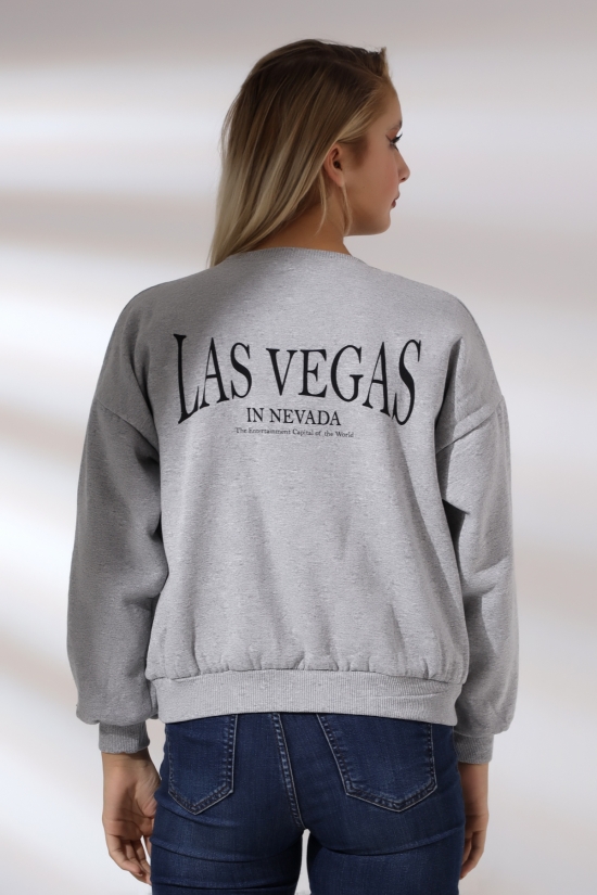 21502 LASVEGAS ÖNÜ DİKİNE BASK.ARKASIDA  BASK. BAYAN OVERSİZE  ŞARDONLU 2 İP SALAŞ GENİŞ SWETSHIRT