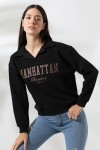 21624  MANHATTAN BASK.  KADIN 3 İP PENYE COMPACK ŞARDONLU GÖMLEK YAKA SALAŞ OVERSİZE SWETSHIRT