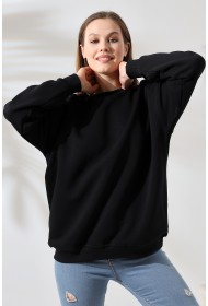 21620 KADIN 3 İP PENYE KOMPAKT ŞARDONLU  BİSİKLET YAKA SALAŞ OVERSİZE UZUN SWEATSHIRT