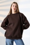 21620 KADIN 3 İP PENYE KOMPAKT ŞARDONLU  BİSİKLET YAKA SALAŞ OVERSİZE UZUN SWEATSHIRT
