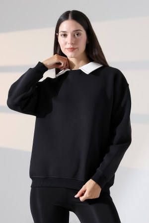 21985 KADIN 3 İP BİSİKLETVE GÖMLEK YAKALI SALAŞ GENİŞ SWEATSHIRT 21985 KADIN 3 İP BİSİKLETVE GÖMLEK YAKALI SALAŞ GENİŞ SWEATSHIRT