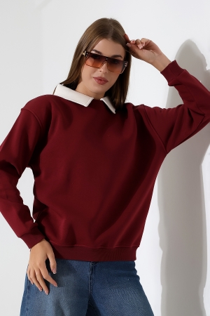 21985 KADIN 3 İP BİSİKLETVE GÖMLEK YAKALI SALAŞ GENİŞ SWEATSHIRT 21985 KADIN 3 İP BİSİKLETVE GÖMLEK YAKALI SALAŞ GENİŞ SWEATSHIRT