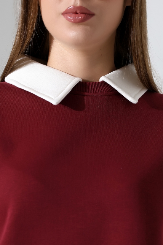 21985 KADIN 3 İP BİSİKLETVE GÖMLEK YAKALI SALAŞ GENİŞ SWETSHIRT