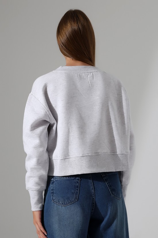 21925 KADIN 3 İP PENYE KOMPAKT ŞARDONLU YÜKSEK KAŞG YAKA ALTI ÜÇGEN  KARYOKALI  YANLARI YIRTMAÇLI I GENİŞ   SWEATSHIRT